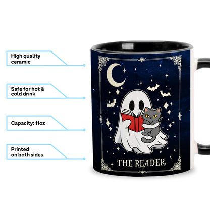 Hyturtle Cute Ghost with Cat Coffee Mug with Spoon for Halloween Birthday