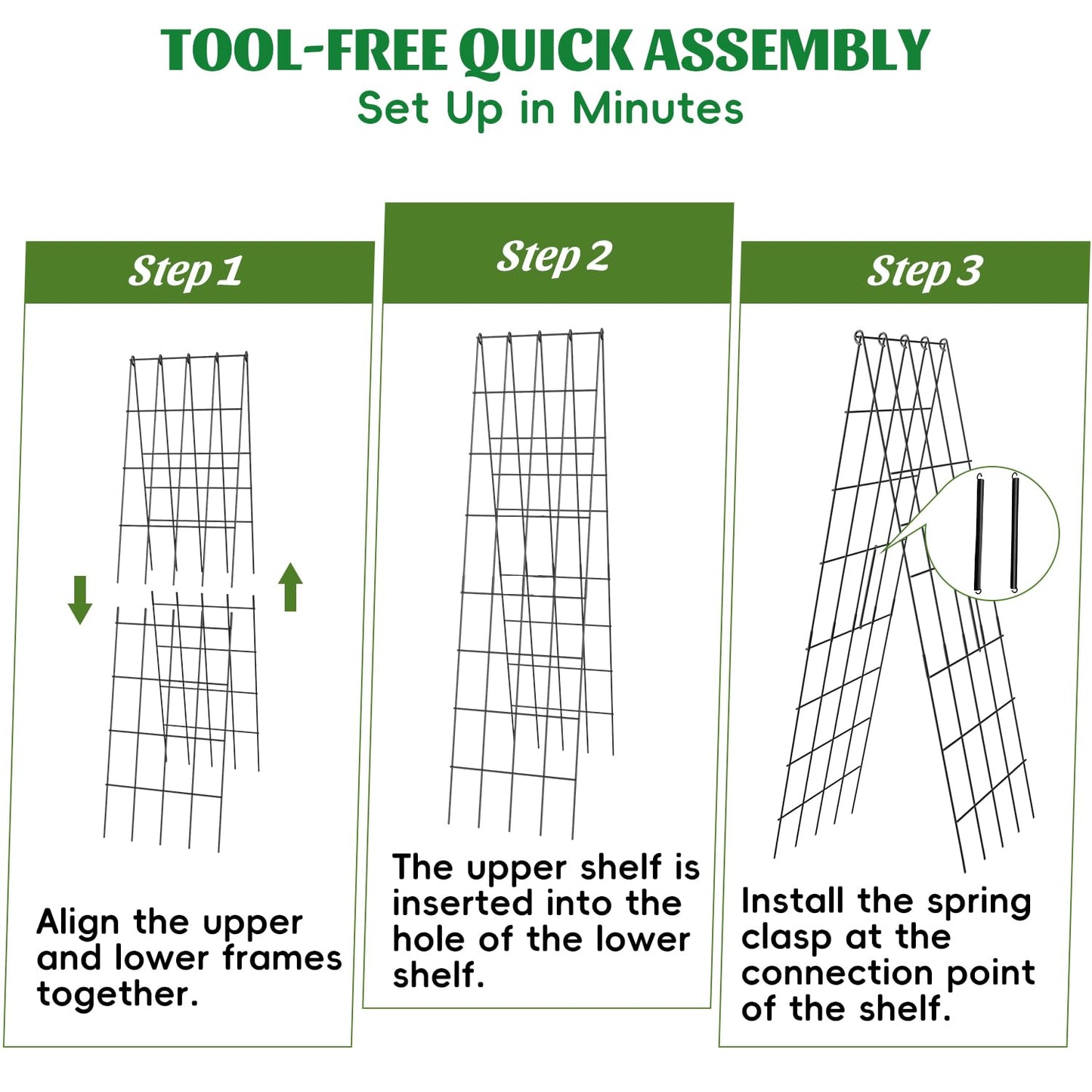 DOLEMODUO 2 Pack Cucumber Trellis, 60inch A-Frame Rustproof Steel Wire Garden Trellis for Raised Beds, Heavy Duty Climbing Plants Supports for Cucumber,Tomato, Climbing Plants and Flowers