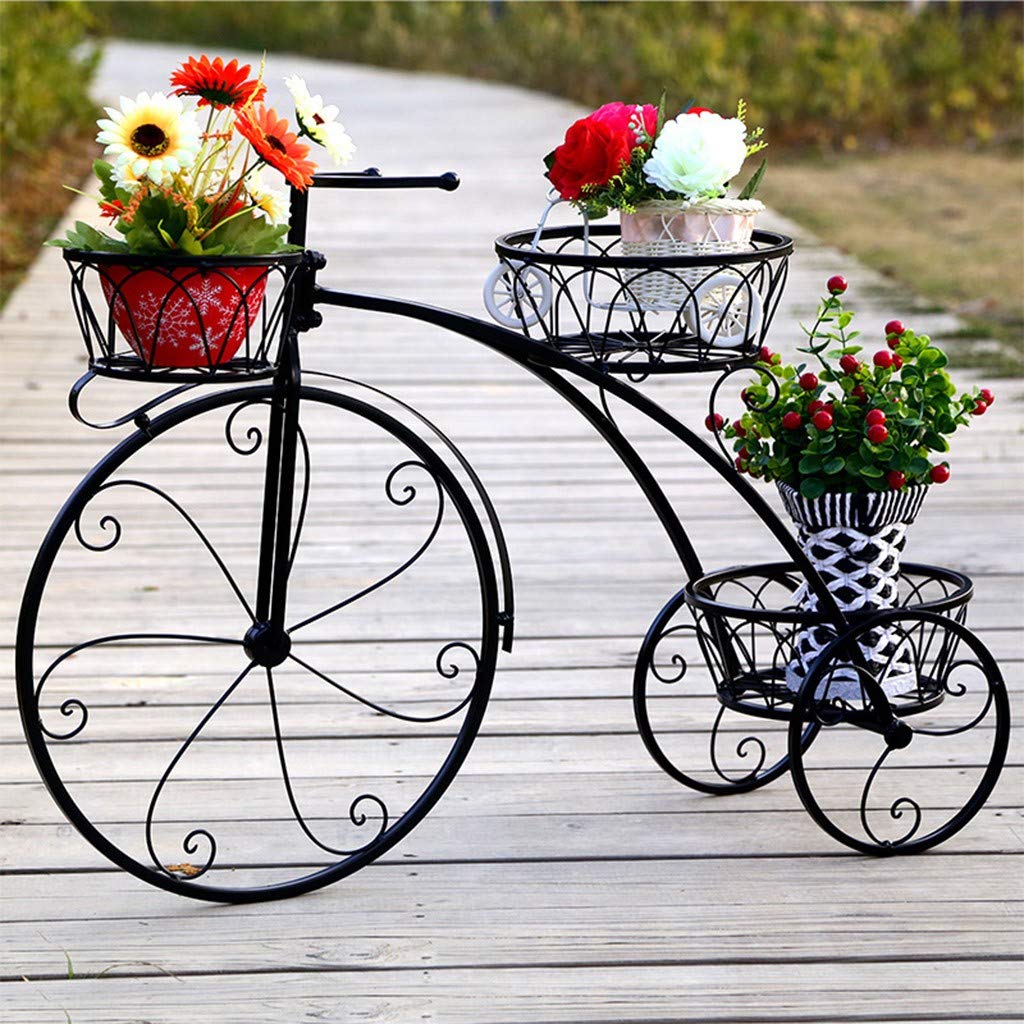 ETHY, Black ,32.3x20x9.4in Tricycle Plant Stand Flower Pot Cart Holder Ideal for Home Garden and Patio,Great Gift for Plant Lovers, Housewarming, Mother’s Day - Parisian Style