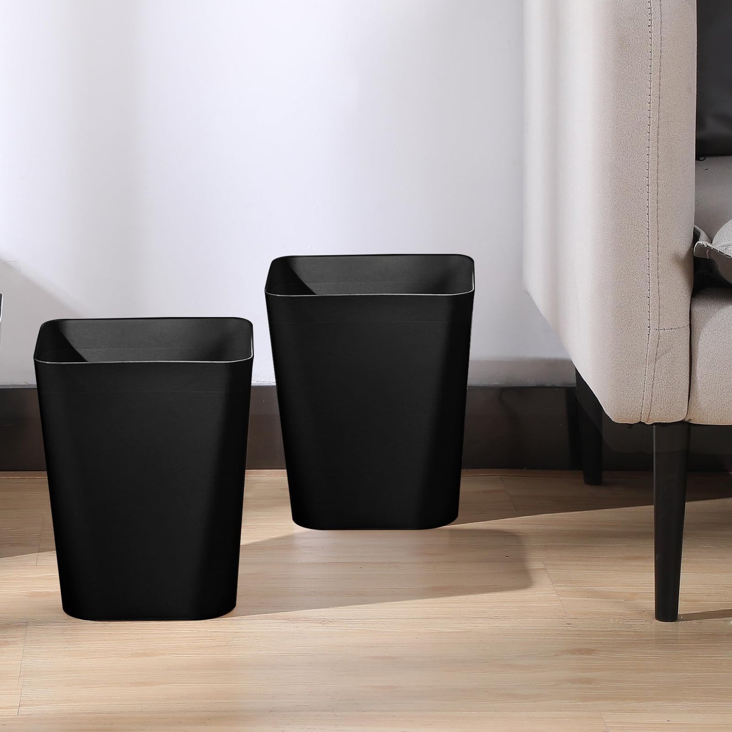 Amyhill 10 Pcs Small Trash Can 2 Gallon Plastic Garbage Can Small Waste Basket for Bathroom Office Kitchen Living Room Bedroom Home Under Desk (Black)