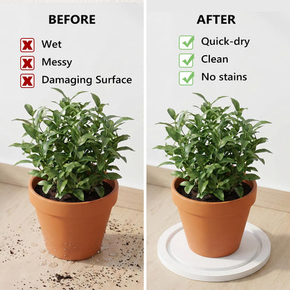 Johamoo Plant Saucer for Indoors, 2 Pack 8 Inch, Instantly Dry Diatomaceous Earth Plant Trays, Stone Plant Pot Saucers Drip & Drainage Tray, Women’s Gifts for Valentine, White