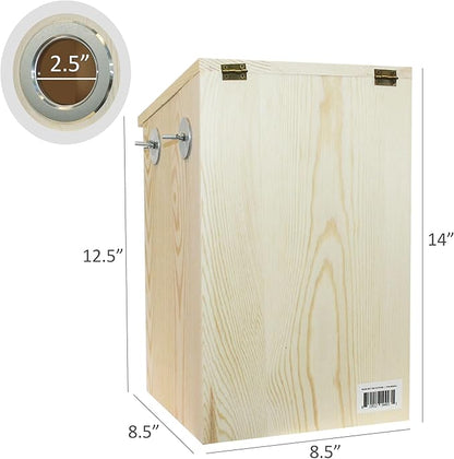 Squirrel Nest Box - Cage Attachment, Hinged Lid, Perching Ledge - for Squirrels, Sugar Glider, Rat, Finch, Parakeet, Lovebird, Canary, Cockatiel, Other Birds & Small Pets