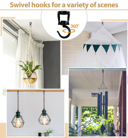 Mkono Brown Macrame Plant Hanger and Ceiling Hooks, Indoor Jute Hanging Planter Basket with Wood Beads Decorative