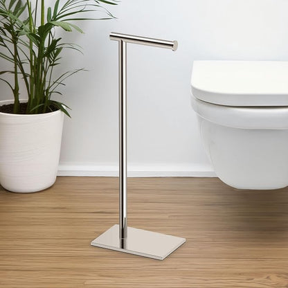 Gatco 1431PN Modern Rectangle Base Freestanding Toilet Paper Holder, 21.25", Polished Nickel with Weighted Base