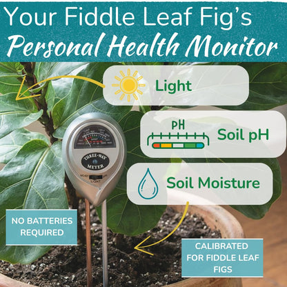 Houseplant Resource Center Fiddle Leaf Fig 3-in-1 Soil Moisture Meter for Plants – Best Indoor Plant Water Meter for Potted Houseplants - Light & Moisture Sensor Probe for Optimal Growth
