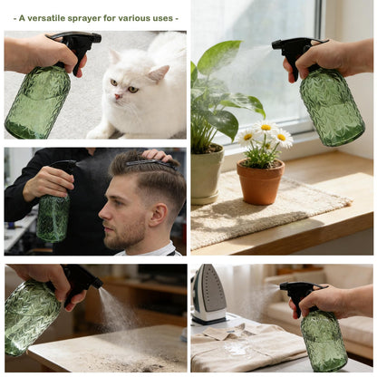 OFFIDIX Watering Can for Indoor Plants,Long Spout Metal Stainless Steel 21 oz Small Indoor Plant Watering Can with 14 oz Glass Plant Mister Spray Bottle for Inside