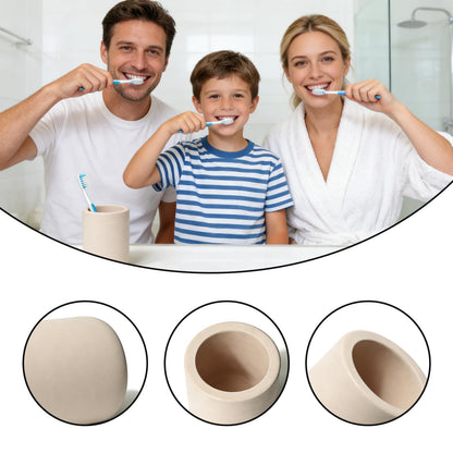 2 Pack Beige Diatomite Toothbrush Holder, Stone Toothbrush Holder for Bathroom, Fast-Drying Countertop Organizer for Electric Toothbrushes, Toothpaste & Cups