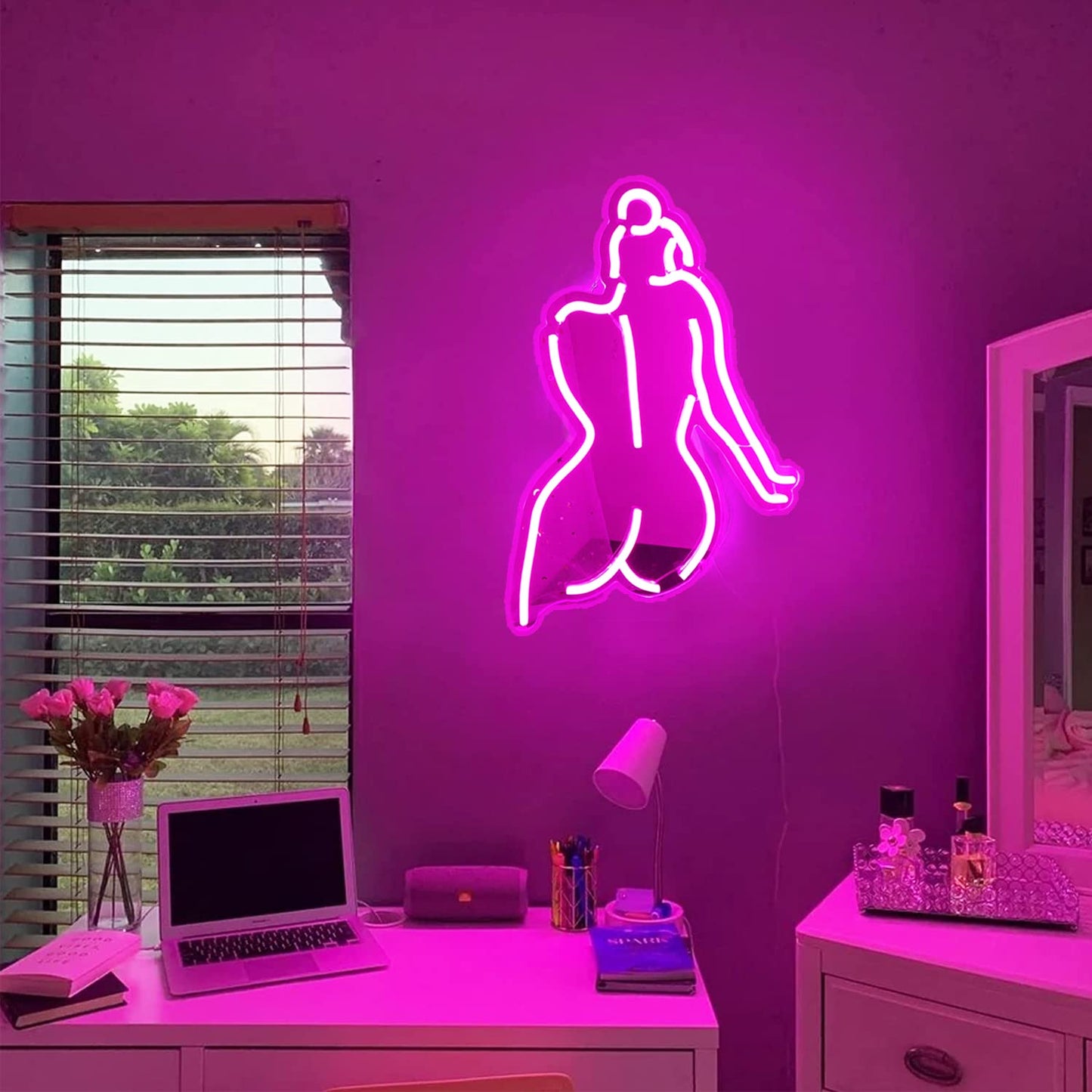 Ajoyferris Lady Back Neon Sign Dimmable LED Lady Sign Woman Neon Sign Sexy Lady Neon Signs for Bedroom Man Cave Bar Store Home Party Art Decor Gifts(16X11 inches,Blue)