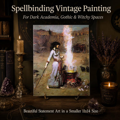 Lone Star Art Magic Circle The Witch by John William Waterhouse Reproduction 11x14 Unframed Poster Pre Raphaelite Gothic Fantasy Artwork Mystic Sorcery Victorian Occult Decor Raven Inspired Painting