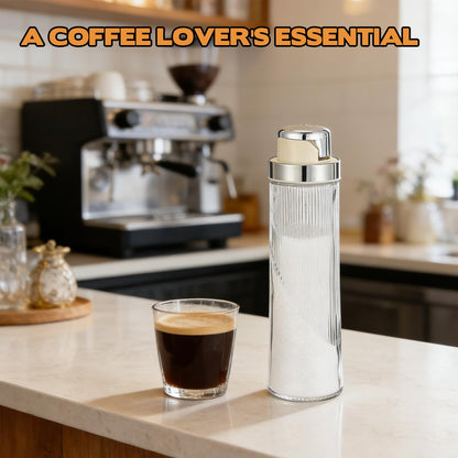 2 PCS 20 OZ Large Glass Sugar Dispenser with Pour Spout Large Capacity Glass Jars for Sugar Coffee Sugars Container Non-slip Ribbed Design Food-Grade for Salt Tea Coffee Station Kitchen Baking, Silver