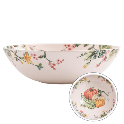 Bico Pumpkin Feast Ceramic 13 inch Serving Bowl, Microwave & Dishwasher Safe