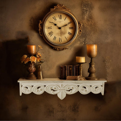 Walasis White Wall Shelves French Country Decor - Decorative Floating Shelf Antique Wood Wall Decor Farmhouse Rustic Hanging Shelves for Living Room Bedroom