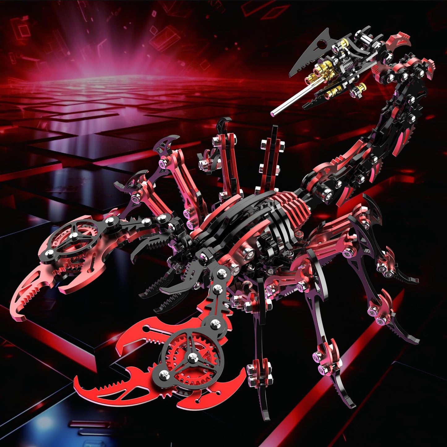 Metalkitor Scorpion 3D Metal Puzzles Kits for Adults Teens – 454 Pcs – Mechanical Assembly Models – 4 Hours to Build – Ideal for Gifts and Decorations (Red and Black)