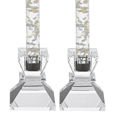 Badash Saturn Crystal Candlestick Holders - Set of 2 Tapered Candle Holders - Beautiful Handcrafted Crystal Accents Perfect for Modern or Traditional Decor