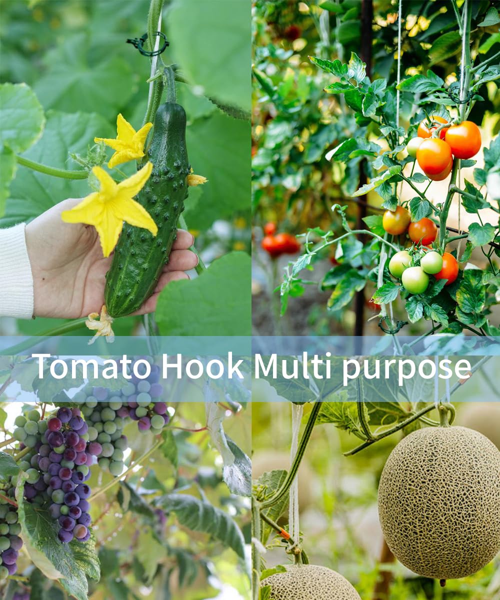 30Pcs Tomato Hooks with String,Plant Support Clips, with 33 Feet Garden Twine - Heavy Duty Plant Trellis for Tomatoes, Cucumbers, Peppers, Vines ，Reusable