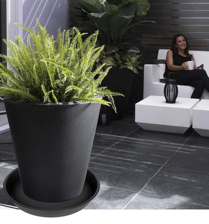 Angde 4 Pack of 14 inch Plant Saucer, Plant Saucer 14 Inch Round, Plant Trays for Pots, Plant Drip Tray, Plant Pot Saucers, Flower Pot Saucer, Plant Saucers for Indoors (14", Black)