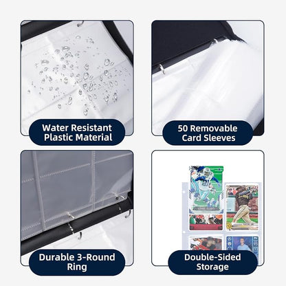 4-Pocket Baseball Card Binder - Holds 400 Cards with 50 Removable Sleeves | Sports & Trading Card Album for Collectibles