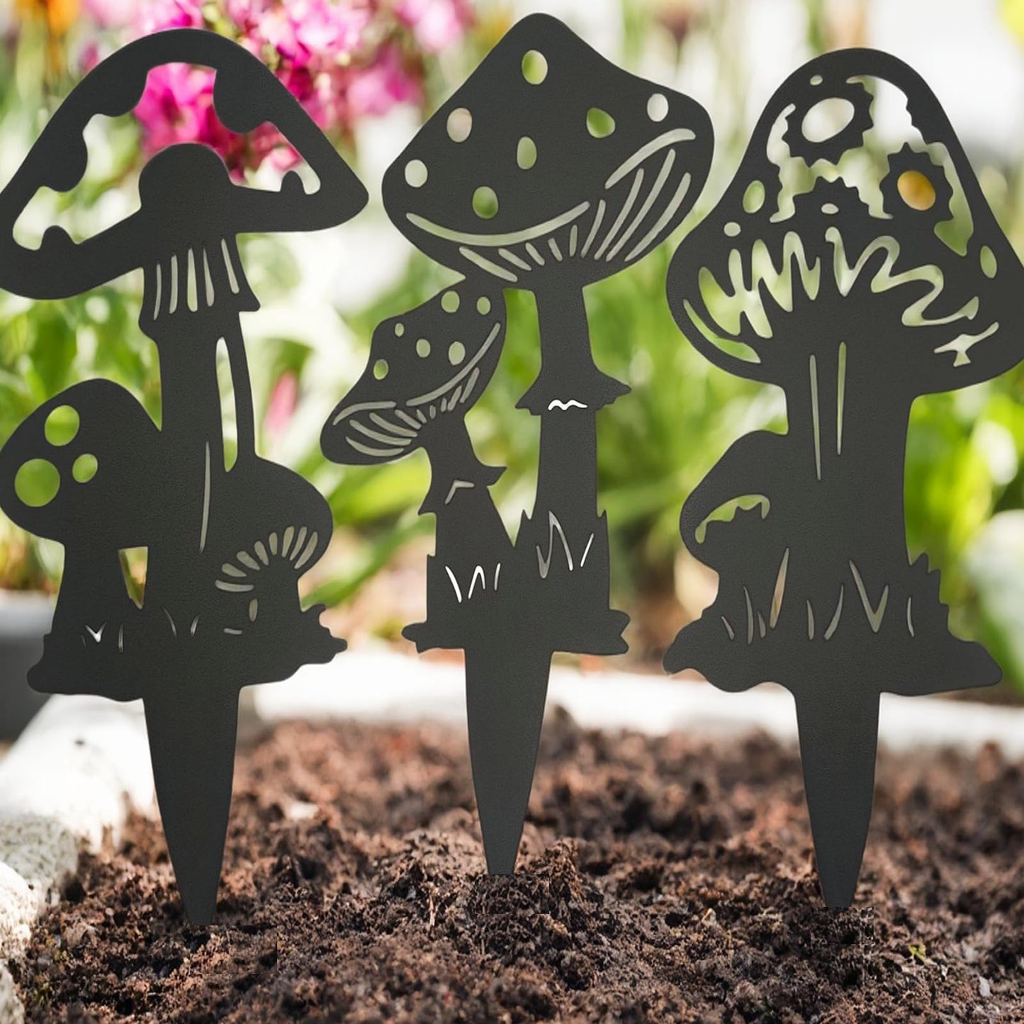 AJHXZMFC Decorative Garden Stakes， Fairy Garden Stakes, Butterfly Fairy Stakes for Weather Resistant Black Metal Outdoor Decorative Art for Women Gift (Matte Black, 6P-C)