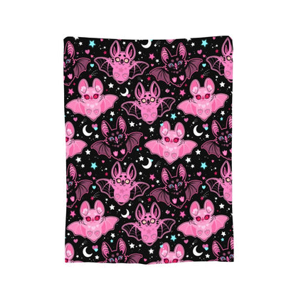 Pink Bat Throw Blanket Soft Fleece Blanket Men Women Gift for Kids Boys Girls for Party Couch Sofa Bed Deco Blankets 50"x40"