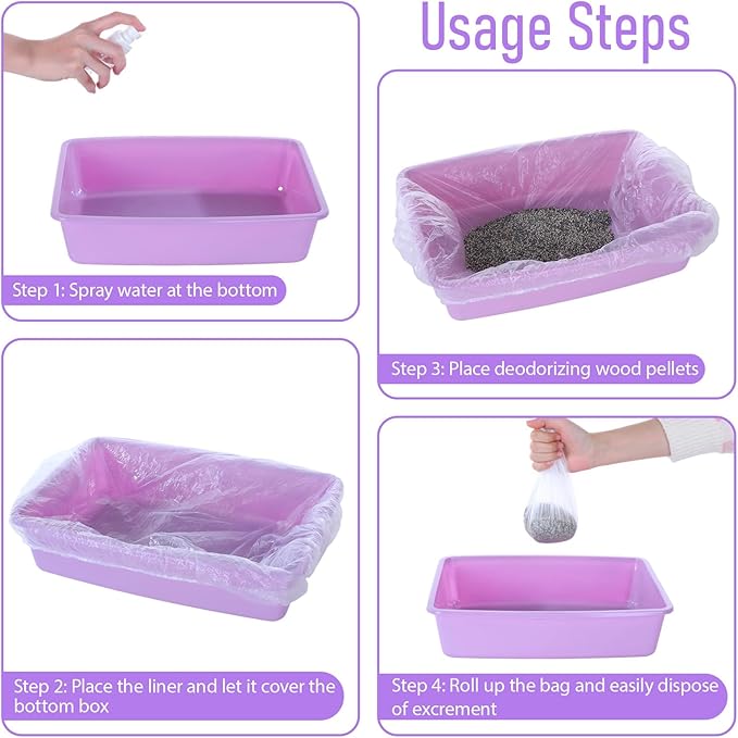 50 PCS Disposable Plastic Cage Liners, Small Animals Leak Proof Toilet Film Litter Pan Bags Film Litter Box Liner for Rabbits, Guinea Pigs, Chinchillas, Hedgehogs, Birds