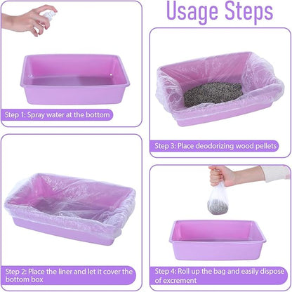50 PCS Disposable Plastic Cage Liners, Small Animals Leak Proof Toilet Film Litter Pan Bags Film Litter Box Liner for Rabbits, Guinea Pigs, Chinchillas, Hedgehogs, Birds