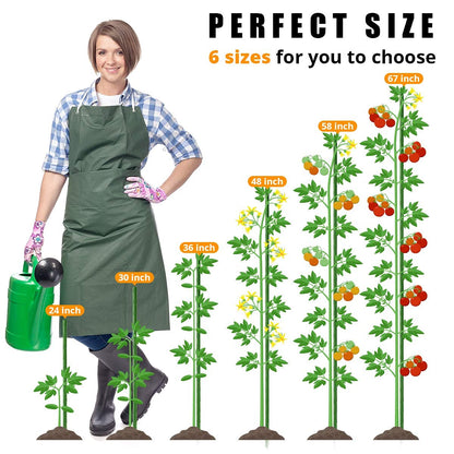 LAVEVE Garden Stakes 58 Inches Heavy Duty Steel Tomato Stake, Plastic Coated Support for Securing Trees, Climbing Plants, Cucumber, Beans, Pack of 20