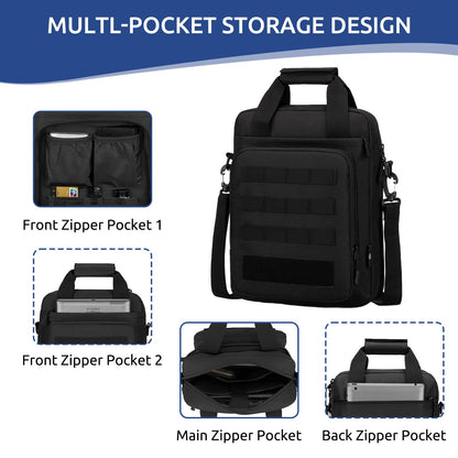 ZHIERNA Tactical Messenger Bag, Tactical Briefcase for Men Tactical Laptop Bag Heavy Duty MOLLE Shoulder Pack Handbag for Men(Black)
