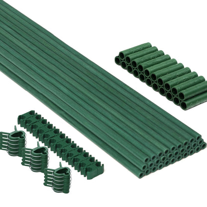 MAXPACE 93pcs Garden Stakes Kit: Includes 30 Sets of Fiberglass Plant Sticks Supports & Accessories for DIY 4ft, 5ft, 6ft, 7ft Stakes for Tomato, Vegetables, Indoor & Outdoor Gardening Supplies
