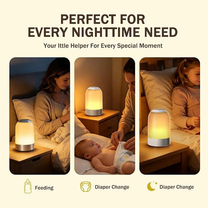 G Keni 2 Pack Rechargeable Night Lights, Portable Touch Nightlights with Amber Warm White Light, Dimmable Egg Night Lights with 1H Timer, Cordless Bedside Lamps for Baby Nursery, Kids & Bedroom