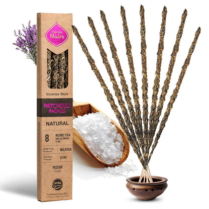 Sargada Madre - 8 Natural Patchouli Incense Sticks, 9 Inches Each - Aromatherapy Sticks for Protection, Love & Prosperity - Purify Your Space & Attract Positive Energy - Extended 1 Hour Burn Time