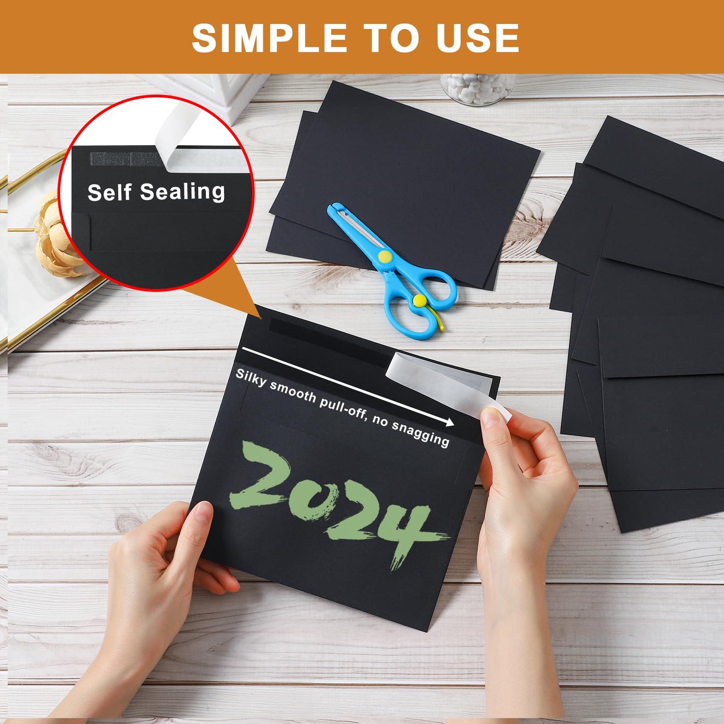 Silunkia 100 Packs Black Blank Greeting Cards with Envelopes 4 x 6 Heavyweight Single Panel Cardstock and A4 Envelopes Printable Self Seal for Graduations, Wedding Invitations, Thanksgiving Cards