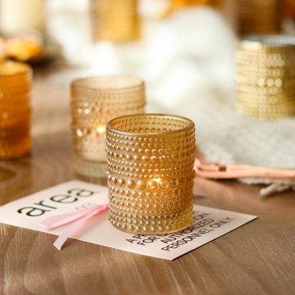 WDHODEC Gold Candle Holders 12 PCS, Glass Votive Tealight Candle Holders for Fall Thanksgiving Christmas Table Centerpiece Wedding Decorations