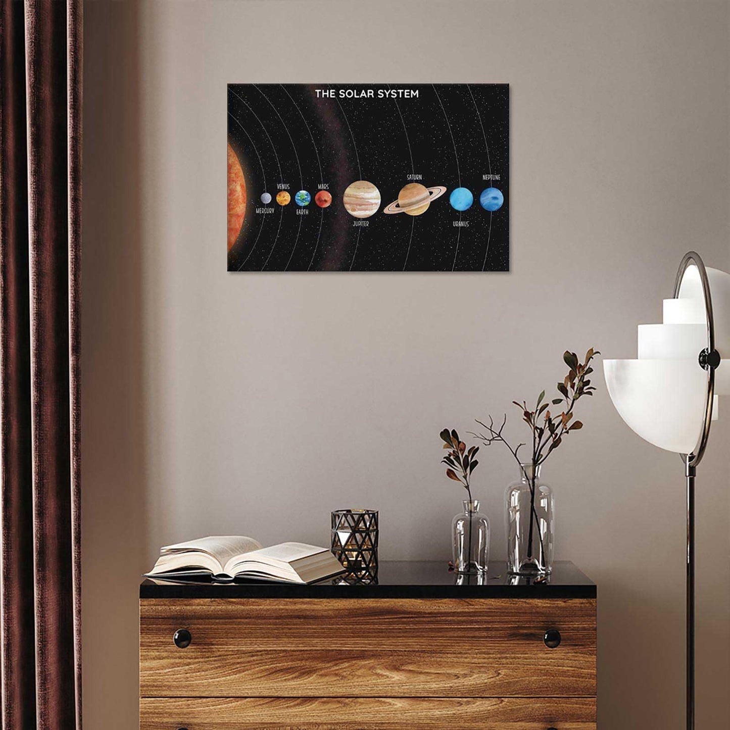 Solar System Educational Planet Poster Universe Infographic Star Life Cycle Astronomy Knowledge Suitable For Living Room Dormitory Bedroom Wall Decoration 16x24in Framed