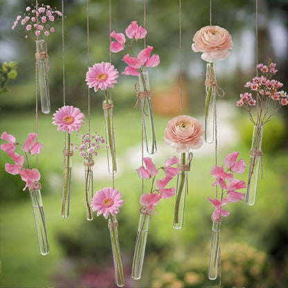 Hillban 24 Pcs Spring Party Decoration Plant Propagation Tubes Plastic Wall Planter Hanging Vase Propagation Station with Rope for Hydroponic Rustic Spring Home Garden Birthday Wedding Tea Party Decor