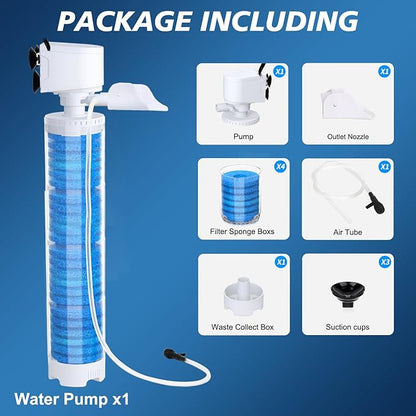 fishkeeper 20-100 Gal Multifunction Power Aquarium Filter, Up to 320GPH Adjustable Bubble & Silent Dual Mode Internal Fish Tank Filter for Filtration, Oxygenation, Circulation, Wavemaker