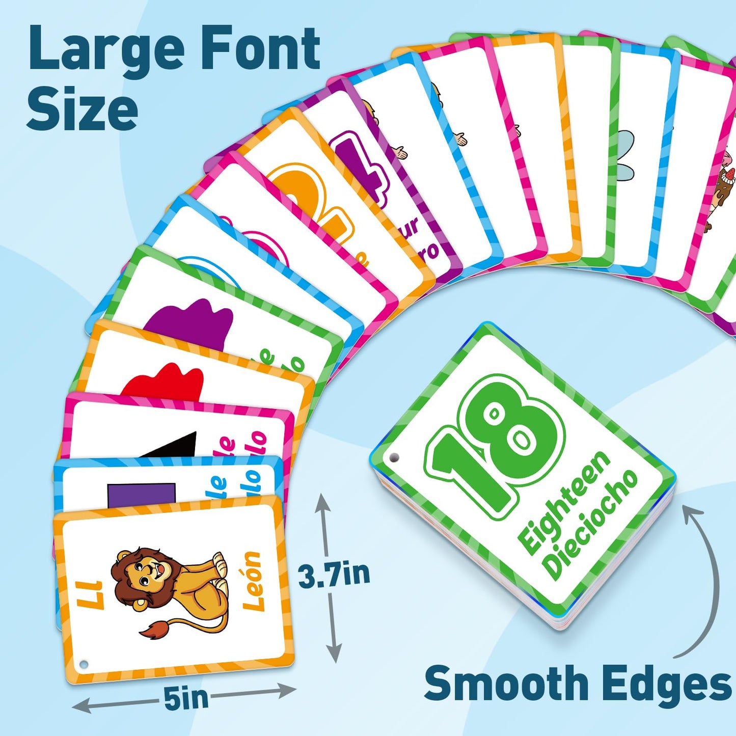 Edulok Bilingual Flash Cards: Spanish to English, First Words & Toddler Alphabet Flash Cards for Kids Learning Spanish & English