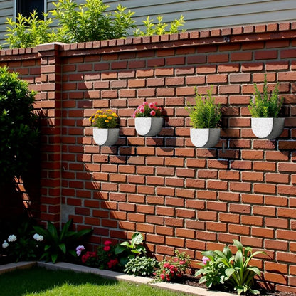 Asnext 2 Pack Wall Hanging Planter Pots for Indoor and Outdoor Plants, 7 Inch Half-Moon-Shaped Plastic Wall Planter, Wall Mounted Succulent Planters (Speckled White)