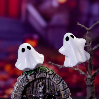 dsooldre 50Pcs Mini Resin Ghost Figurines,Cute Halloween Decorations,Tiny Ghosts for Vase Filler,Tiered Tray,Table Centerpiece & Party Favors (Miniature Home Decor) (50Pc Resin Ghost)