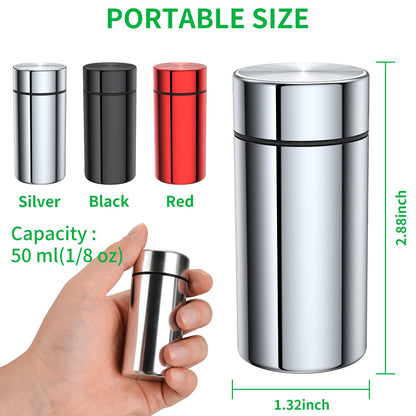 TecQach Portable Aluminum Storage Jar 3-Pack,Airtight Smell Proof Container, Metal Waterproof Small Bottle Multipurpose Container for Coffee & Teas, Herb Spices Container Screw-Top Lid Lock Odor
