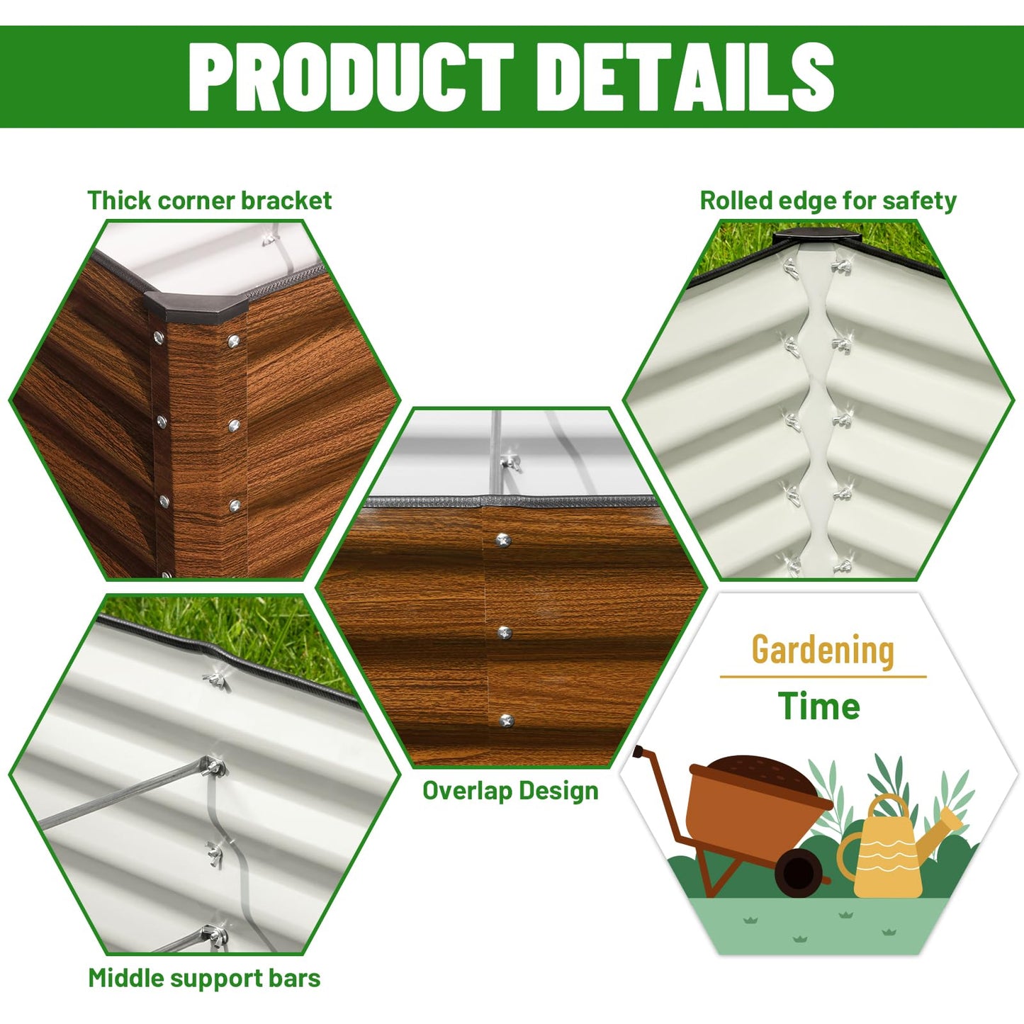 SnugNiture 2-Pack 4x2x2FT Galvanized Raised Garden Bed Kit, Metal Planter Box for Planting Plants Vegetables, Brown