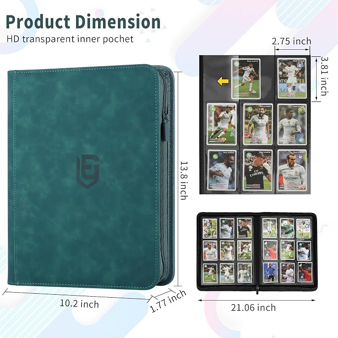 9 Pocket Card Binder,540 Pocket Trading Card Binders,Loading Pocket Collectible Card Album for MTG, TCG, Sport Card, Game Cards Dark Green