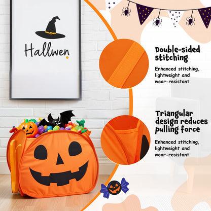 YOHOOLYO 95L Large Cute Halloween Pumpkin Boo Basket with Handles, Trick or Treat Candy Bucket Bag, Halloween Decor for Kids, Candy Buckets & Tote Bags for Party Favor Supplies