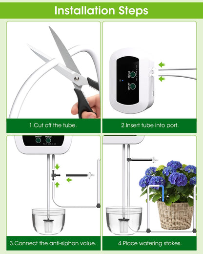 MQHUAYU Automatic Watering System for Potted Plants,[Wi-Fi & App Control] Smart Plant Watering Devices for Indoor Outdoor, Automatic Drip Irrigation System Device Kit-USB Charging,Water 10 Plants