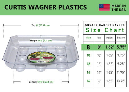 Curtis Wagner Plastics Designer Series Plant Saucer (5-Pack) - Clear, Square (Diameter: 5.75" Base, 8" Top, 1.62" Depth) Thick Plastic Plant Drip Trays - Used as Indoor Pot/Outdoor Plant Saucers