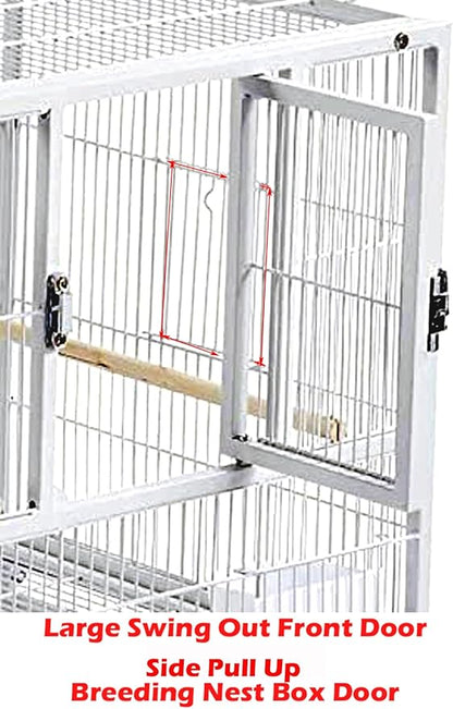 Combo Breeding Stacker Center Divided Breeder Bird Flight Double Rolling Cage Side Breeding Nest Door Feeder Doors with Water Food Cups Natural Wood Perch Easy Clean Pull Out Tray