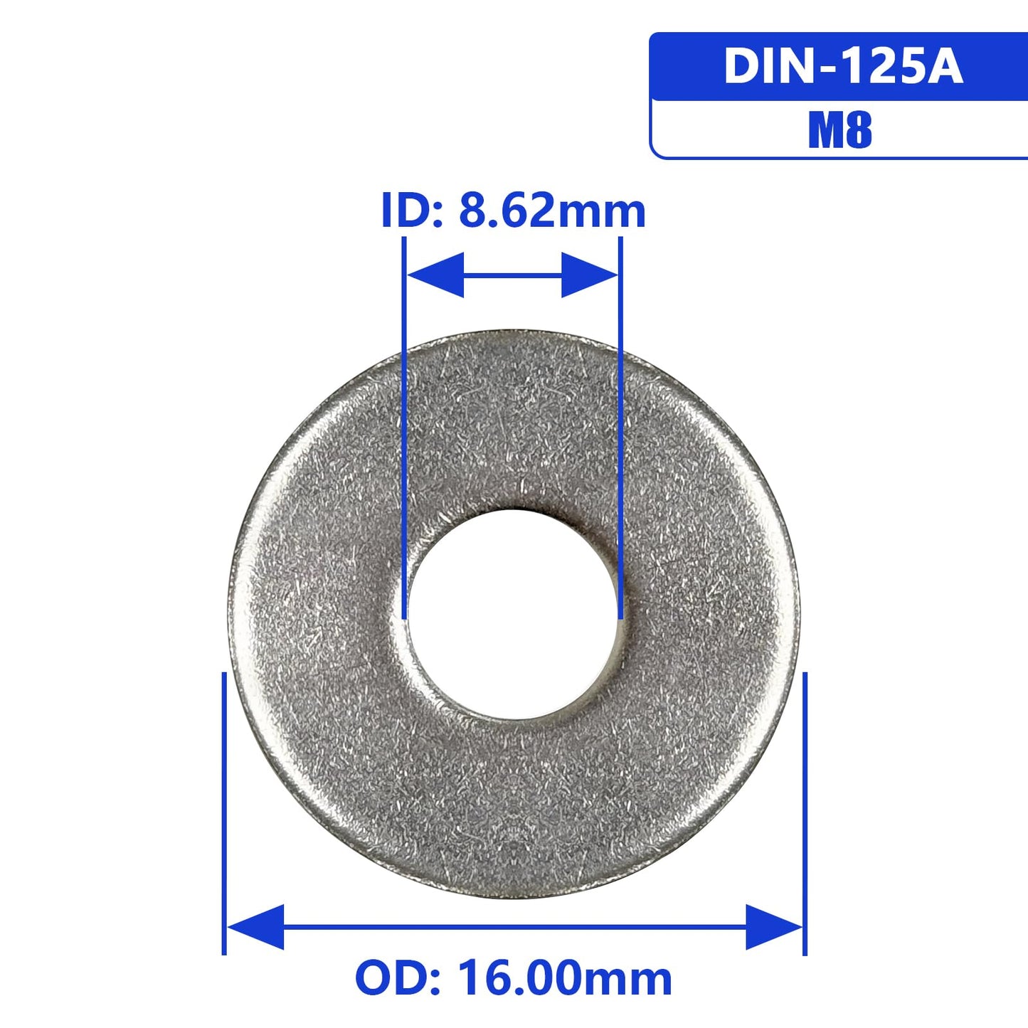 Instockbolt M8 x 16mm OD Flat Washer, 18-8 (304) Stainless Steel Washers Flat, 50PCS