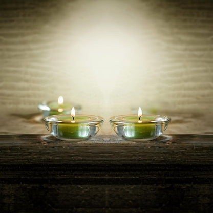 WGV Sturdy Tea Light Votive Candle Holder 3" W, Clear Heavy Thick Chubby Plate Bowl Glass, Small Accent Decor, 24 Pieces
