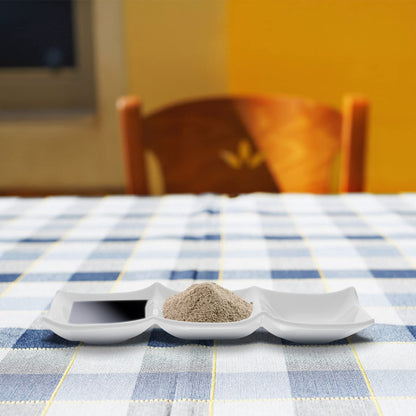 STOBAZA Three-Grid Ceramic Dipping Sauce Dish 9.84X3.54X0.98In Reusable Appetizer Serving Plate for Kitchen Dining Table Condiment Storage