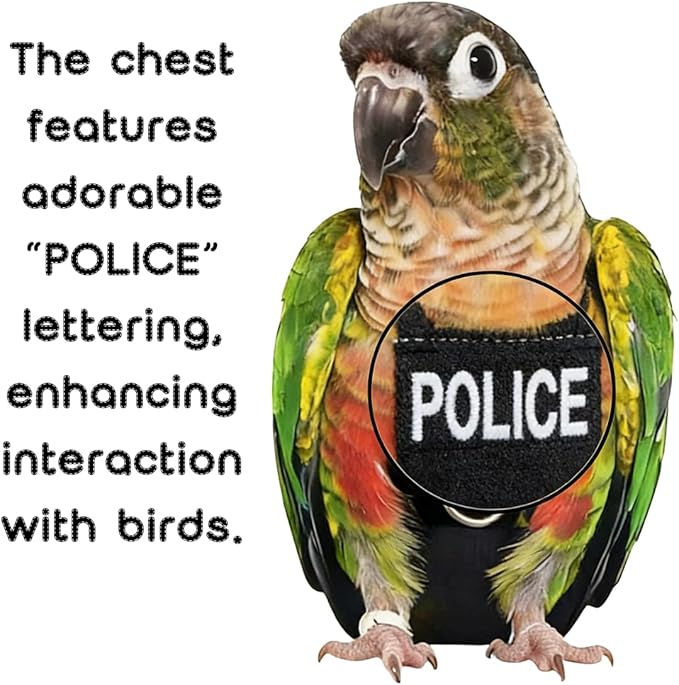 Bird Diaper Flight Suit, Cute Cosplay Parrot Clothes, Easy-to-Wear Washable Nappy, Durable Metal Ring Harness for Cockatiel, Conure, African Grey, Parakeet Outdoor Flying (with Leash,M)