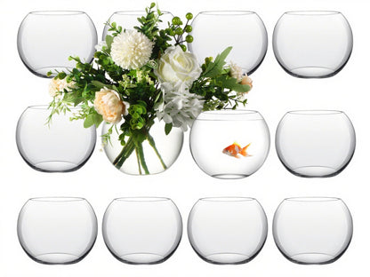 Sawysine 12 Pcs Bubble Bowl Vase Centerpiece 6''W x 5''H Round Glass Flower Vase Bulk Clear Terrarium Fish Bowl for Wedding Event Goldfish Planter Floral Centerpiece Office Home Decor